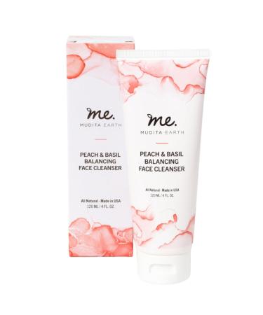 Mudita Earth Organic Skin Cleanser: Peach Leaf and Basil Acne Vitamin C Cleanser for Acne Natural and Gentle Cleanser Face Wash for Sensitive Skin with Moringa Oil