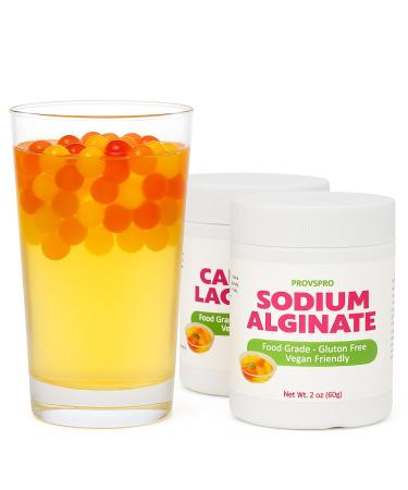 DIY Popping Boba Kit Make Juice Pearls at Home | Sodium Alginate & Calcium Lactate Set 2oz Each Food Grade Molecular Gastronomy Starter Kit