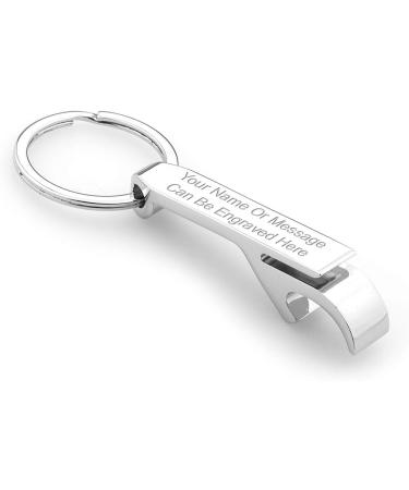 Personalised Chrome Bottle Opener Keyring - Custom Engraved for Your Drink Needs - Buy Online on GoSupps.com