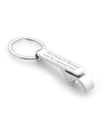 Personalised Chrome Bottle/Drink Can Opener Keyring - Engraved with Your Custom Text