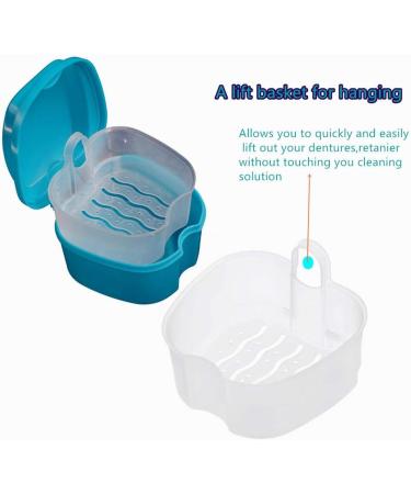 1 Pcs Denture Case Orthodontic Dental Retainer Box False Teeth Storage Container Denture Cleaning Box with Filter Portable and Easy to Travel (Blue) - Buy Online on GoSupps.com