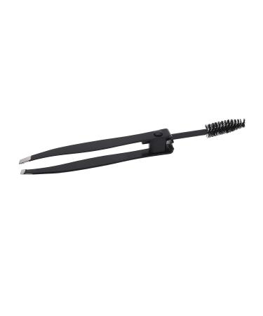 2-in-1 Eyebrow Tweezers with Comb - Multifunctional Makeup Tool for Perfect Eyebrows & Face Hair - Black - Buy Online on GoSupps.com
