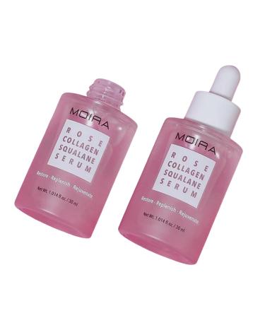 MOIRA Rose Collagen Squalane Serum 1.014 fl oz Unscented Face Treatment for Skin Rejuvenation and Hydration