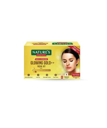 Nature Esence Glowing Gold++ Facial Kit for Women| For Bright & Glowing Skin Infused with 24K Real Gold & Saffron| Get Parlour Like Glow in 30 Mins|Free G-Lock Cream|40gm Single use