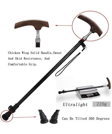 Walking Stick Walkers for Seniors Elderly Crutch Carbon 220G Ultralight Chicken Wing Wood Adjustable TelesCane Solid Wood Old Man Walking Stick/Withstand Weight 70KG rollator Walker Durable Mobility Svart 1 St A - Buy Online on GoSupps.com