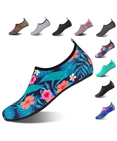 Aqua Socks Beach Water Shoes Barefoot Yoga Socks Quick-Dry Surf Pool Swim Shoes for Women Men 7-8 Women/6-7 Men Forest