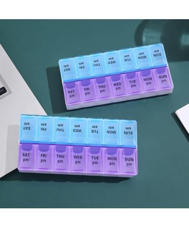 Twice-A-Day Economy Weekly Pill Organizer - Easy-Open AM/PM Medication & Vitamin Storage (Blue & Purple - Buy Online on GoSupps.com
