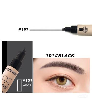 Beauty Glazed 2 IN 1 Eyebrow Pen & Eyeliner - Waterproof Micro-Fork Tip Applicator Pencil in Black - Buy Online on GoSupps.com