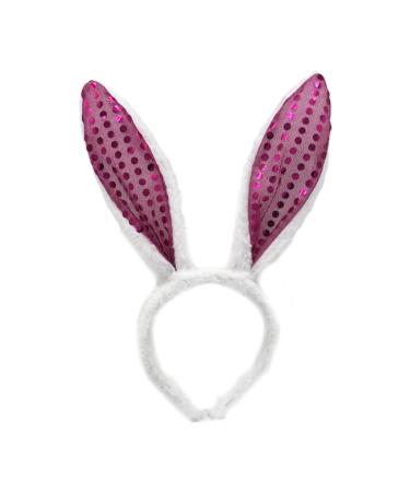 hgnxa Bendable Cute Ear Headband with Sequins for Costume Party Theme Photo Props for Girls Teens Headpiece Rose Red