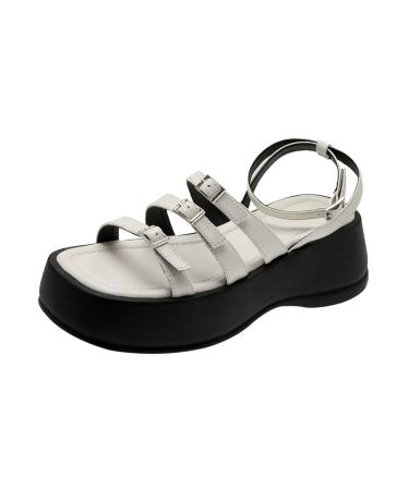 Dickly women plateau slide sandals slip on slippers adjustable buckles non -slip plateau slippers open toe sandals for travel bathroom 37 EU