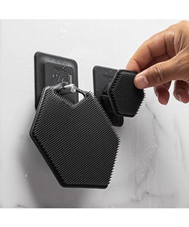 Tooletries Ultimate Scrubber Set - 2x Scrubbers & Holders - Silicone Organizer for Shower & Bathroom - Silicone-Grip Technology - Charcoal - Buy Online on GoSupps.com