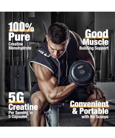 Micronized Creatine Monohydrate Capsules - 100 Gluten-Free Creatine Capsules for Muscle Strength Performance & Recovery - Ideal for Men & Women (20 Servings - Buy Online on GoSupps.com