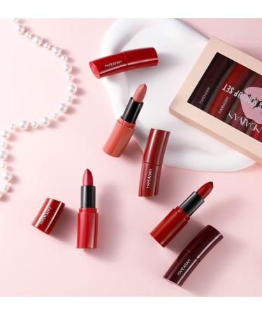  Beliky Girl 6 Colors Matte Lipstick Set Velvety Curved Lipstick Long Lasting Waterproof Non-Sticky Tumbler Sexy Nude Lipstick Makeup Set - Buy Online on GoSupps.com