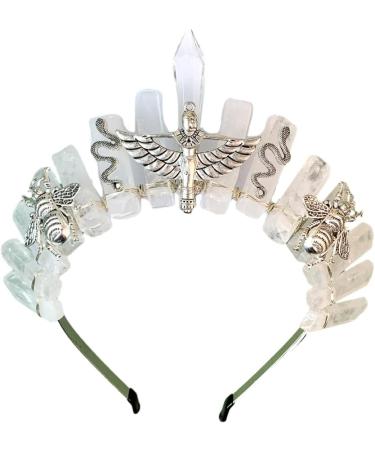 Bottone Crystal Crown Headband Handmade Tiaras Headband for Woman Wedding and Parties Bridal Hair Accessories Red Aventurine - Buy Online on GoSupps.com