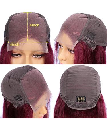 Burgundy Closure Human Hair Bob Wig 10 | YMSGIRL 99J Straight Brazilian Lace Front Wig - Buy Online on GoSupps.com
