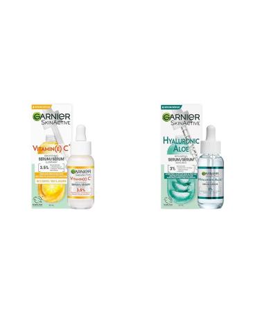 Garnier Vitamin C + Aloe Vera Serum Bundle | Brightening + Hydrating for Glowing Skin