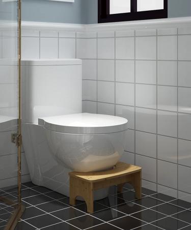 Bamboo Toilet Stool for Adults 6.5 - Non-Slip Bathroom Poop Stool for Healthy Posture - Portable and Original Design (Wood Color) - Buy Online on GoSupps.com