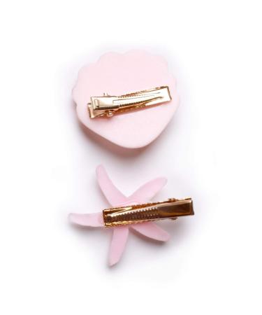 Shell Pearl Starfish Hair Clip Set - Pink Acrylic Resin Alligator Clips for Women & Girls | Stylish Hair Accessories - Buy Online on GoSupps.com