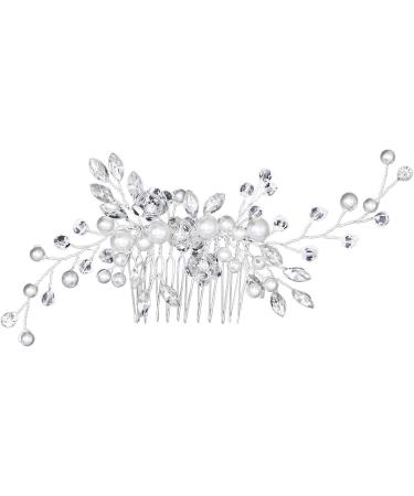 Bridal Flower Side Hair Clips Pearl Flower Hair Piece Wedding Hair Accessories for Brides Bridesmaid Girls Women - Buy Online on GoSupps.com