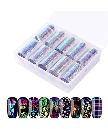 Fcuajdkq 1Box/10 Roll Nail Art Stickers Nail Art Transfer Stickers Mixed 3D Nail Sticker