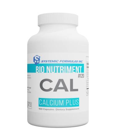 Systemic Formulas Cal Calcium Plus 100 Capsules Bio Nutriment 120. Highly Bioavailable Calcium with Vitamin D3 and K2 Zinc Manganese Strontium and Boron.