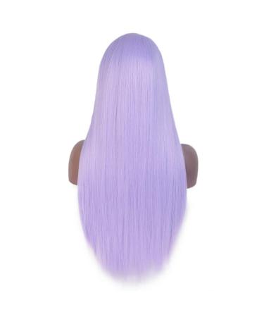 HBINGBING Platinum Blonde Synthetic Lace Front Wigs for Women Long Straight Wig Pink/Black Color Heat Resistant Fiber Hair purple