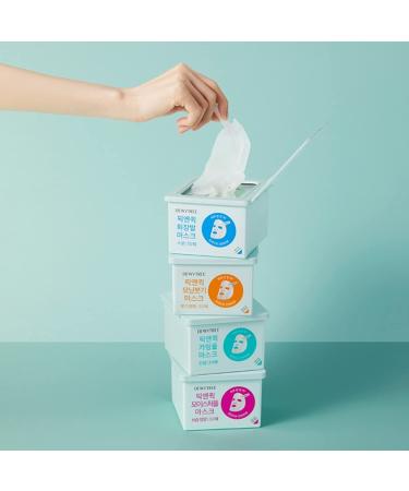 Dewytree Collagen & Ceramide Nourishing Facial Mask Sheets - 30 Pack | Skin Moisturizing & Firming with Sunflower Seed Oil & Rosemary Extracts | Pick & Quick Dispenser - Buy Online on GoSupps.com