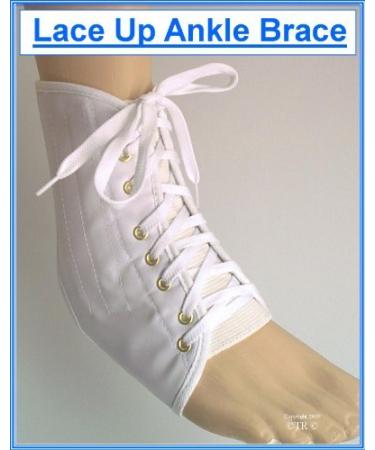 Lace Up Ankle Support Brace White Small