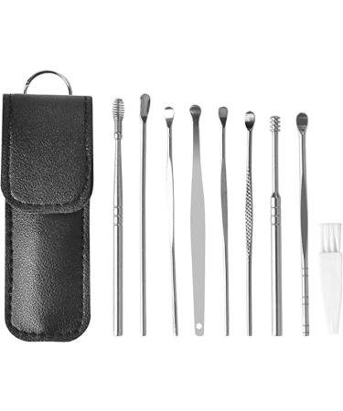 9 Pcs Ear Pick Earwax Removal Kit Ear Cleaning Tool Set for Adults Ear Curette Ear Wax Remover Tool with Cleaning Brush and Storage Bag