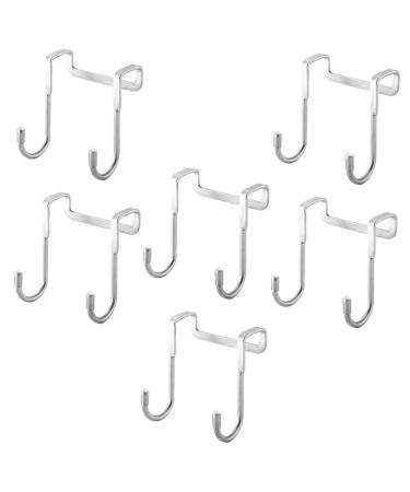 BELLIFFY 6pcs Kitchen Sundries Hooks Purse Wall Hook Overdoor Stainless Steel Cabinet Door Hanger 7.5X6.5CM Silver