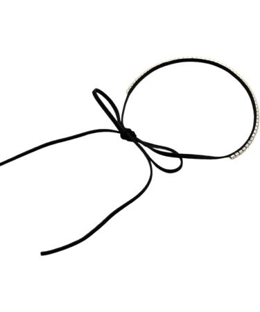 Oralgos Sparkling Rhinestone Choker Necklace - Black Velvet Adjustable Collar with Suede Strass Stones | Unique Jewelry Decoration - Buy Online on GoSupps.com