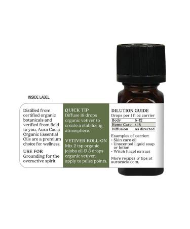 Aura Cacia Organic Pure Vetiver Essential Oil 0.25 fl oz - Aromatherapy & Natural Wellness - Buy Online on GoSupps.com