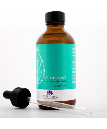 Buy 100% Pure Peppermint Essential Oil - Scentinal Premium 4oz (120ml) Natural & Undiluted with Eyedropper for Aromatherapy - Buy Online on GoSupps.com