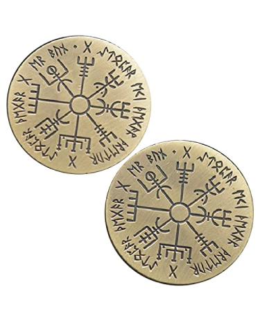 BirchRiver Wayfinder Coin - Bronze - Vegvisir - Norse Compass Collector - Wayfinder (1 Piece)