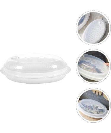 Alipis 2 Pcs Steamer Microwave Steamed Plate Food Containers with Lids Dumpling Kitchen Sundries Microwave Steaming Dish Container with Lid Food Grade Pp Steamed Fish Pot With Cover White Whitex2pcs 32.7x18.6cmx2pcs - Buy Online on GoSupps.com
