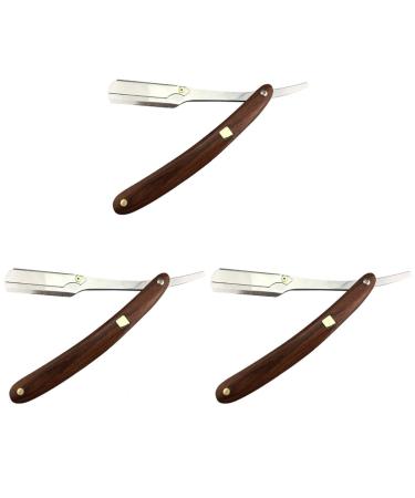 Fomiyes 3 pieces mustache blade shapes without metal sustainable shaving beard hairdresser shaver grip wood razor razor fold manual especially men tool hair silver mediumx3pcs like shown