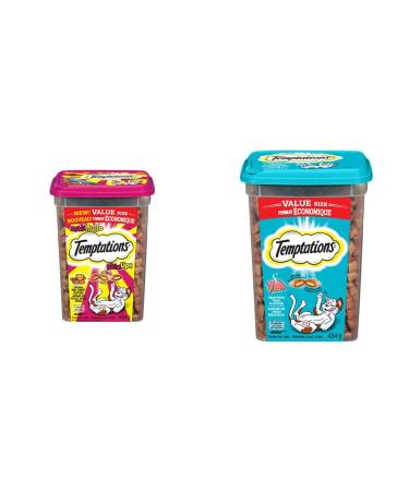 TEMPTATIONS Mix-Ups Cat Treats (Chicken Turkey & Beef Flavour) + TEMPTATIONS Adult Cat Treats Tempting Tuna Flavour | 908g Tub Bundle