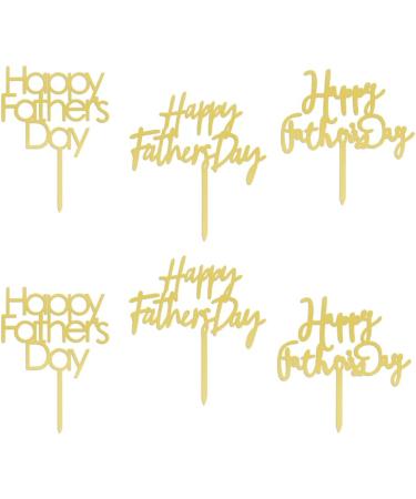 AROKIPPRY 6Pcs Happy Father's Day Cake Topper Fathers Day Cupcake Picks Acrylic Cake Toppers for Father's Day Party Cupcake Decorations Gold flash (6Pcs) - Buy Online on GoSupps.com