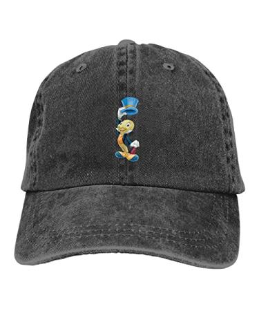 Classic Pinocchio Jiminy Cricket Printing Baseball Hat Cute Vintage Adjustable Kids Adult Cap One Size Black