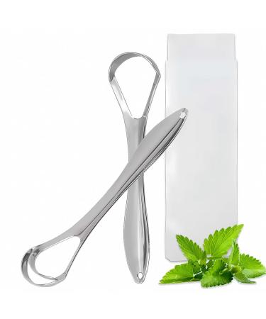 Weddhuis 2 PCs Tongue cleaner with double scraping head against bad breath metal-tongue cleaner helps with oral hygiene tongue scraps for adults