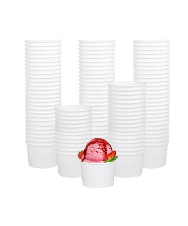 120 Pieces Ice Cream Sundae Cups Paper Dessert Yogurt Bowls Disposable Paper Ice Cream Bucket Dessert or Soup Bowls for Party Supplies 5 Ounce White