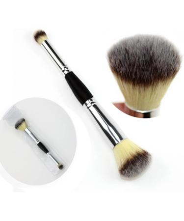 Multifuktion Double head Makeup Brush Professional Wood Handle Powder Brush Smooth Brush for Blush Eye Face Powder Cosmetics Black and Sliver Brush - Buy Online on GoSupps.com
