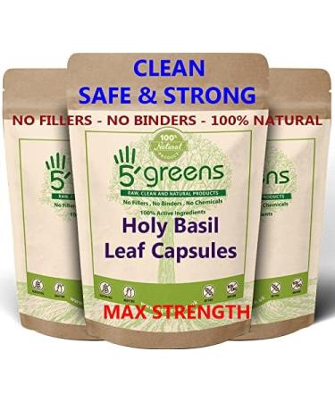 Holy Basil Vegan Capsules x 120 100% High Strength 500mg 10:1 Extract Strength Equivalent to 5000mg Per Capsule Detox Anti Stress Antioxidant Gluten Free Clean Safe & Strong - Buy Online on GoSupps.com