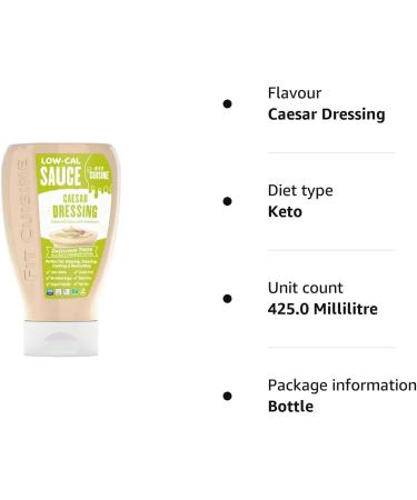 Fit Cuisine Low Calorie Sauce - Low-Cal Sauce to Support Weight Management Low Carb Diet Keto Friendly Vegan For Dipping Dressing Cooking Marinading - 425ml (Caesar Dressing) - Buy Online on GoSupps.com