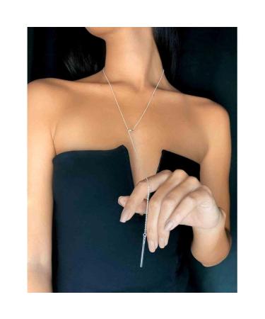 Boho Circle Bar Lariat Necklace - Silver Drop Bar Y Necklace & Open Circle Jewelry for Women & Girls Gifts - Buy Online on GoSupps.com