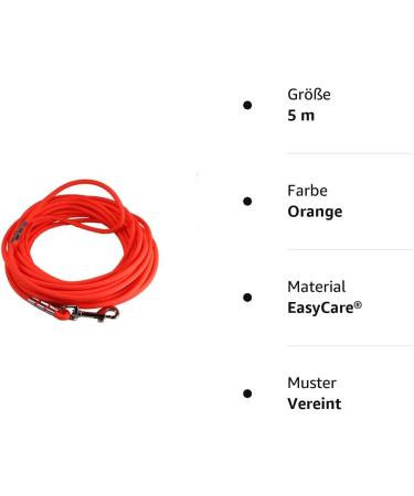 Lennie Waterproof Towline for Small Dogs - Made in Germany - EasyCare Round Leash (5m 10m 15m) with Hand Loop - Neon Orange | Lightweight & Durable (Up to 15kg) - Buy Online on GoSupps.com