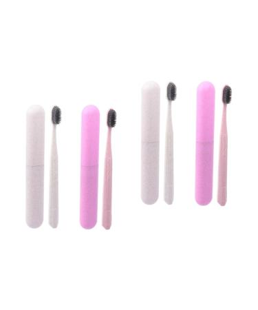 Minkissy 4 pieces of toothbrush set container for colored toothbrush toothbrushes from hand toothbrush toothbrush treat toothpaste portable lovers pp-raw material small toothbrush