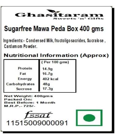 Ghasitaram Gifts Rakhi Gifts for Brothers Sugarfree Mawa Peda Box 400 GMS with Beads Rakhi - Buy Online on GoSupps.com