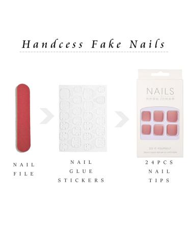 Handcess Square Matt Artificial Toenails - Short Skin Color & Pink Full Cover Nail Tips (24 Pieces) | Ideal for Women & Girls - International Shipping Available - Buy Online on GoSupps.com