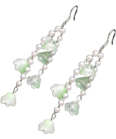 Feyley Earrings | Elegant Flower Shape Pearl Drop Earrings for Women | Stylish Purple Green White Jewelry - Buy Online on GoSupps.com
